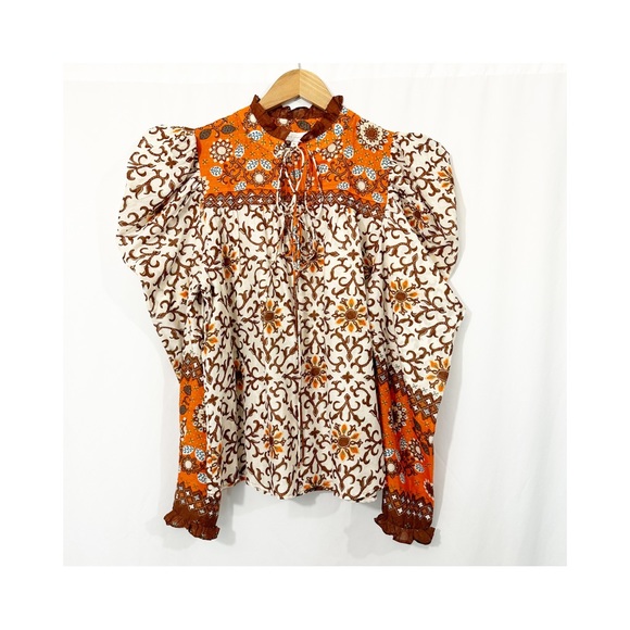 House of Harlow 1960 Tops - House of Harlow 1960 Long Sleeve Puff Sleeve Cotton Blouse Top